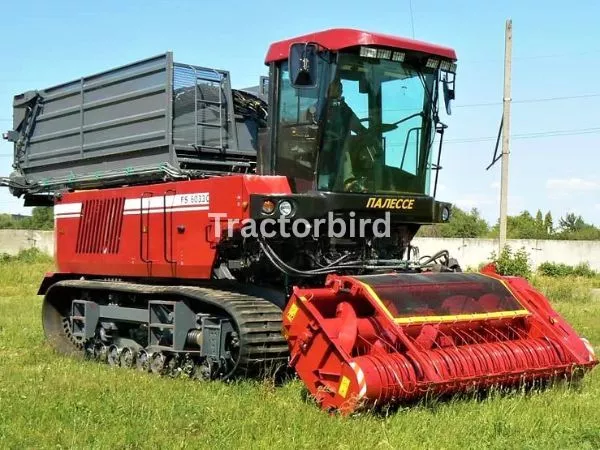 GOMSELMASH-FORAGE COMBINE HARVESTER ON TRACK WITH TANKER PALESSE FS6033C